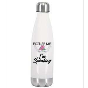 Excuse Me I'm Speaking Pearls and Converse Kamala Harris AKA Stainless Steel Insulated Water Bottle