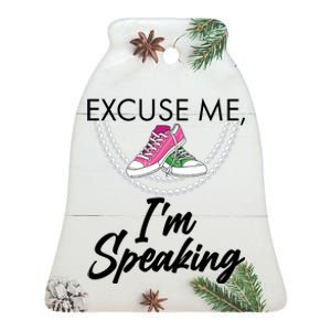 Excuse Me I'm Speaking Pearls and Converse Kamala Harris AKA Ceramic Bell Ornament