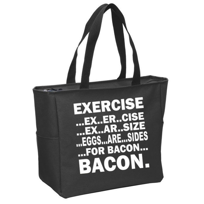 Exercise Eggs Are Sides For Bacon Zip Tote Bag
