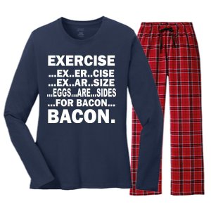 Exercise Eggs Are Sides For Bacon Women's Long Sleeve Flannel Pajama Set 