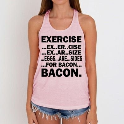 Exercise Eggs Are Sides For Bacon Women's Knotted Racerback Tank