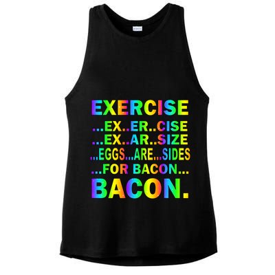 Exercise Eggs Are Sides For Bacon Tie Dye Ladies PosiCharge Tri-Blend Wicking Tank