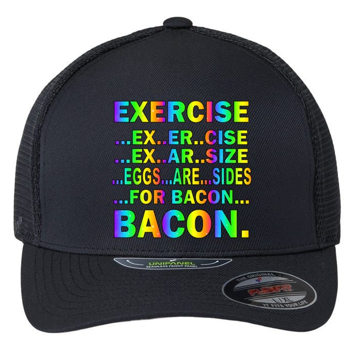 Exercise Eggs Are Sides For Bacon Tie Dye Flexfit Unipanel Trucker Cap