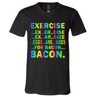 Exercise Eggs Are Sides For Bacon Tie Dye V-Neck T-Shirt