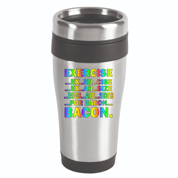 Exercise Eggs Are Sides For Bacon Tie Dye 16oz Travel Tumbler