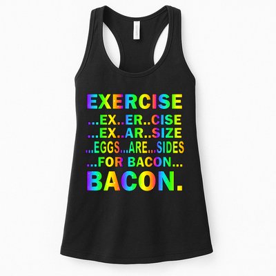 Exercise Eggs Are Sides For Bacon Tie Dye Womens Tank Top