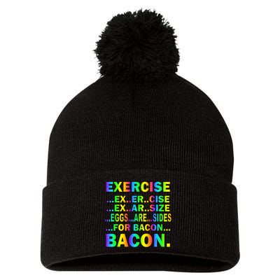 Exercise Eggs Are Sides For Bacon Tie Dye Pom Pom 12in Knit Beanie