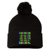 Exercise Eggs Are Sides For Bacon Tie Dye Pom Pom 12in Knit Beanie