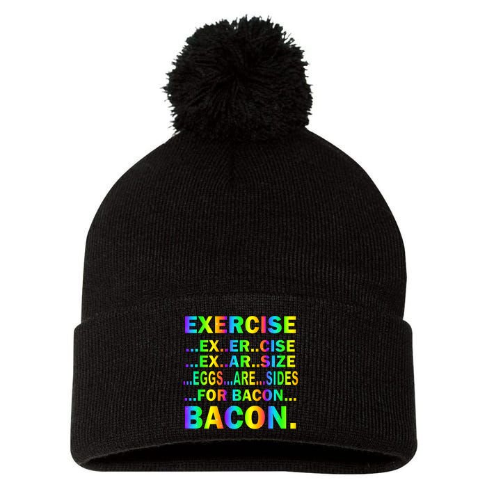 Exercise Eggs Are Sides For Bacon Tie Dye Pom Pom 12in Knit Beanie