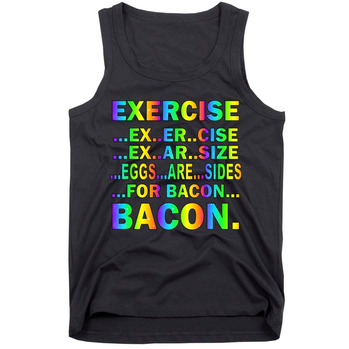 Exercise Eggs Are Sides For Bacon Tie Dye Tank Top