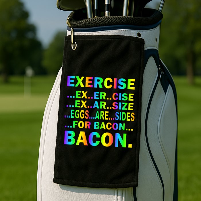 Exercise Eggs Are Sides For Bacon Tie Dye Golf Towel