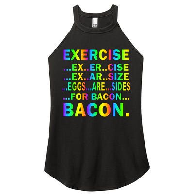 Exercise Eggs Are Sides For Bacon Tie Dye Women's Perfect Tri Rocker Tank