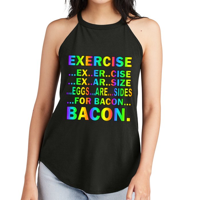 Exercise Eggs Are Sides For Bacon Tie Dye Women's Perfect Tri Rocker Tank
