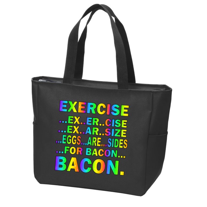 Exercise Eggs Are Sides For Bacon Tie Dye Zip Tote Bag