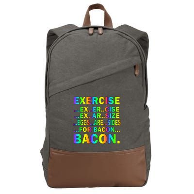 Exercise Eggs Are Sides For Bacon Tie Dye Cotton Canvas Backpack