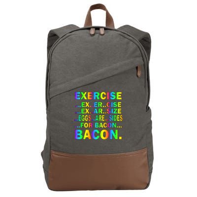 Exercise Eggs Are Sides For Bacon Tie Dye Cotton Canvas Backpack