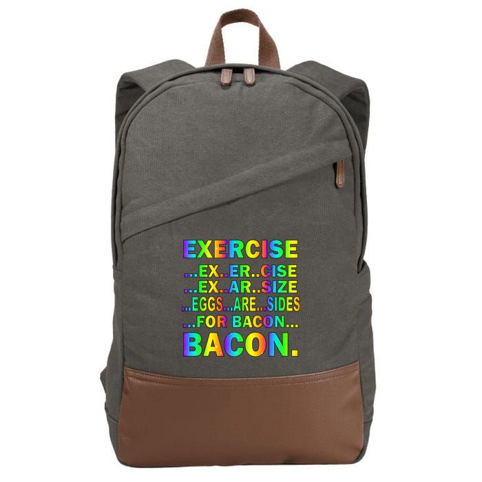 Exercise Eggs Are Sides For Bacon Tie Dye Cotton Canvas Backpack