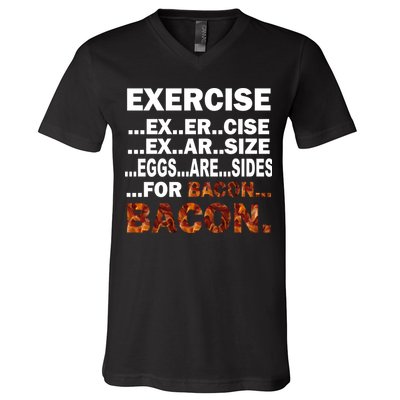 Exercise For Bacon Camouflage V-Neck T-Shirt