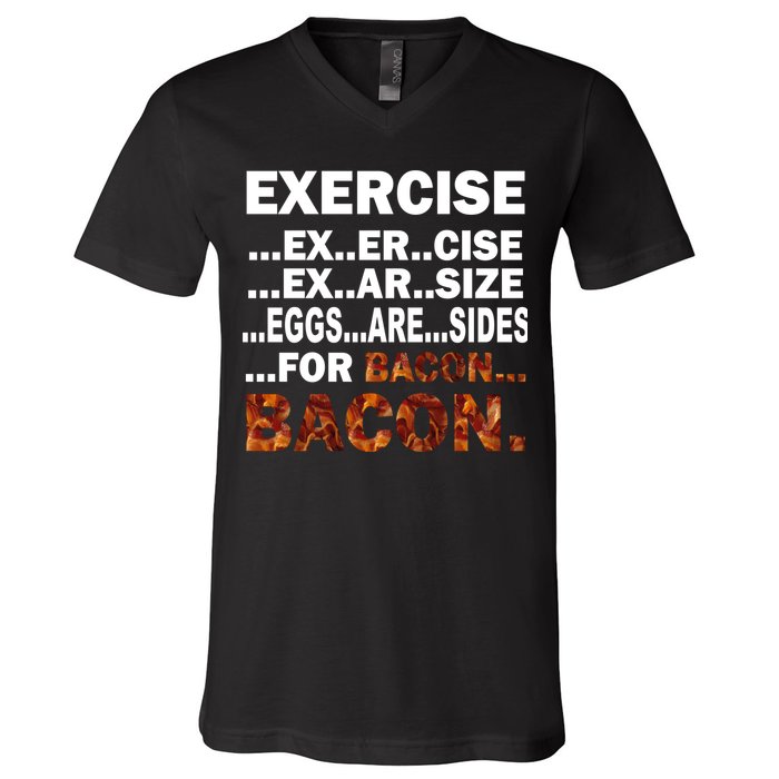 Exercise For Bacon Camouflage V-Neck T-Shirt