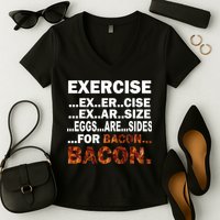Exercise For Bacon Camouflage Women's V-Neck T-Shirt