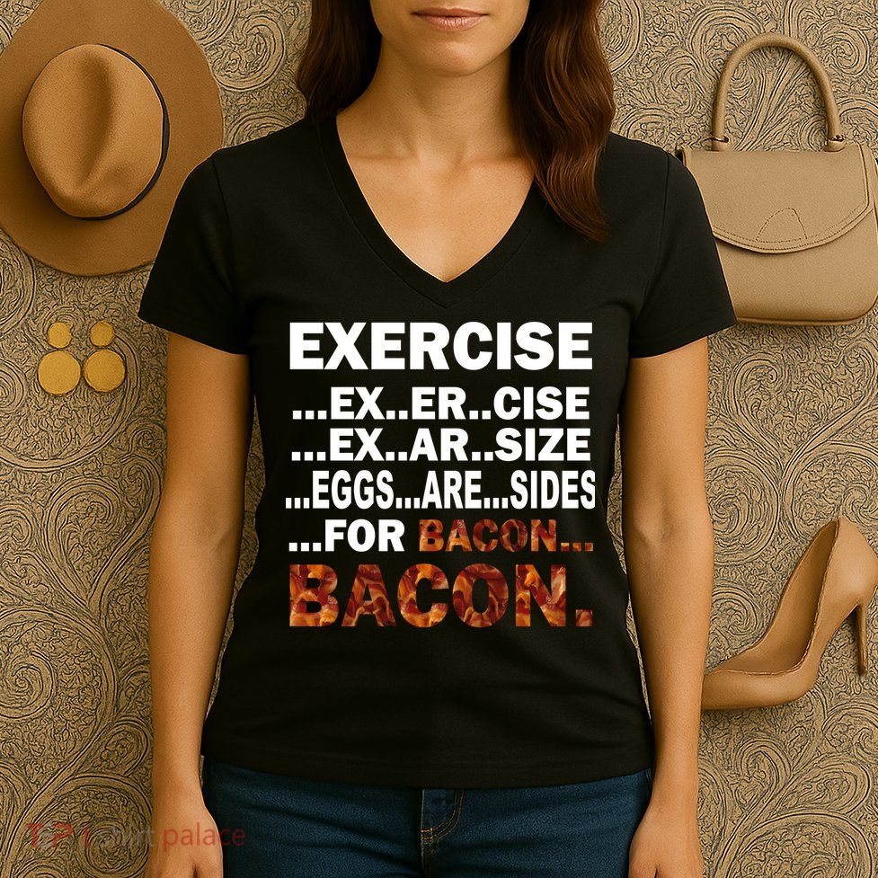 Exercise For Bacon Camouflage Women's V-Neck T-Shirt