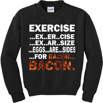Exercise For Bacon Camouflage Kids Sweatshirt