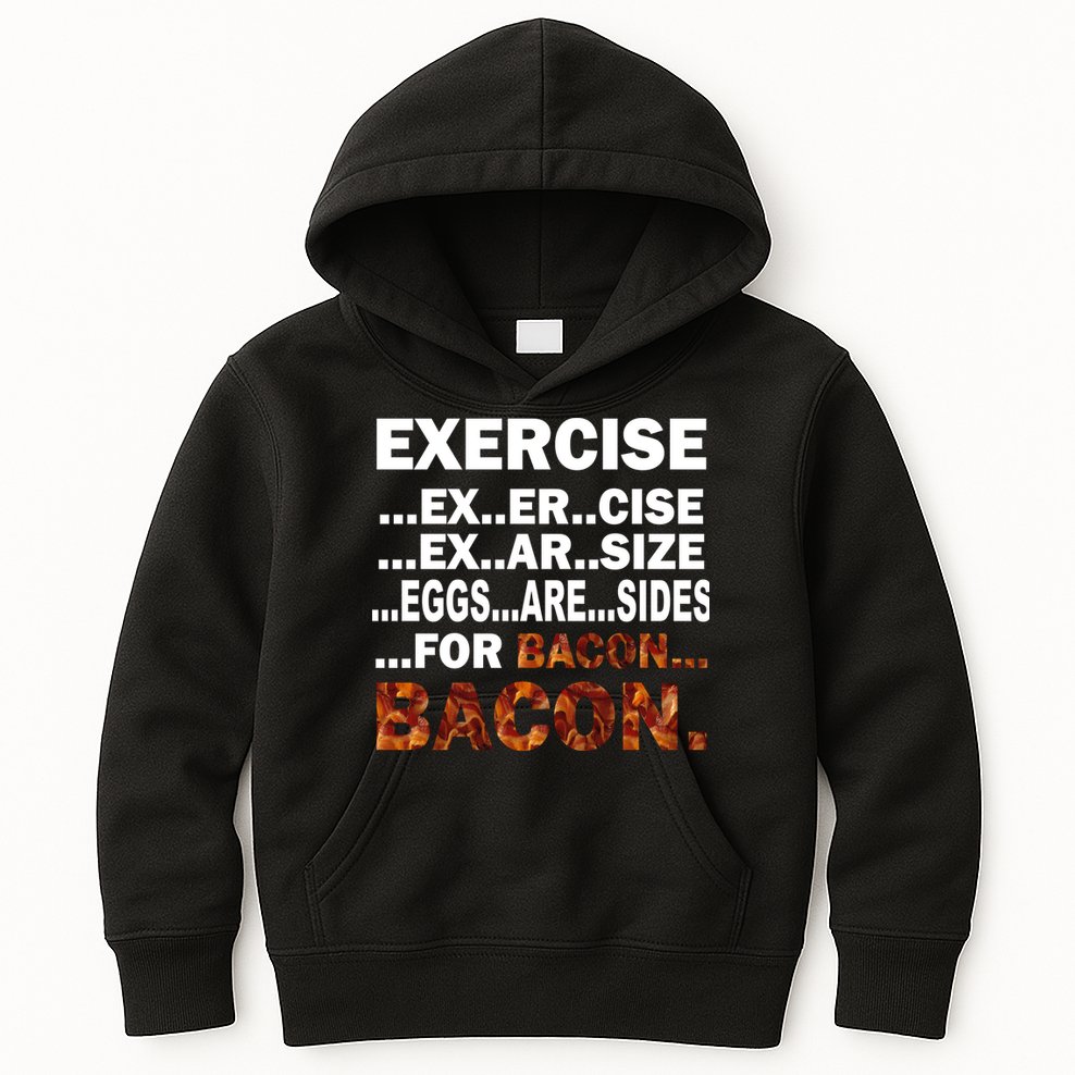 Exercise For Bacon Camouflage Kids Hoodie