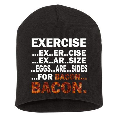 Exercise For Bacon Camouflage Short Acrylic Beanie