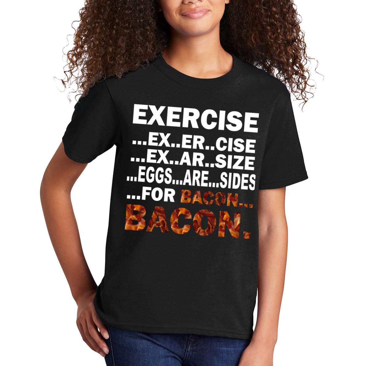 Exercise For Bacon Camouflage Kids T-Shirt