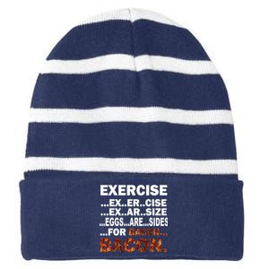 Exercise For Bacon Camouflage Striped Beanie with Solid Band