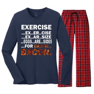 Exercise For Bacon Camouflage Women's Long Sleeve Flannel Pajama Set 