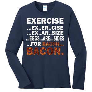 Exercise For Bacon Camouflage Ladies Long Sleeve Shirt