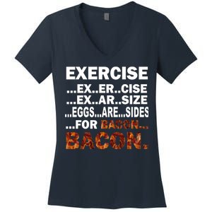 Exercise For Bacon Camouflage Women's V-Neck T-Shirt