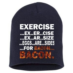 Exercise For Bacon Camouflage Short Acrylic Beanie