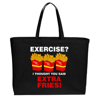 Exercise I Thought You Said French Fries Cotton Canvas Jumbo Tote