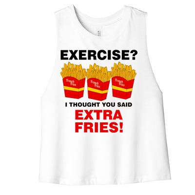 Exercise I Thought You Said French Fries Women's Racerback Cropped Tank