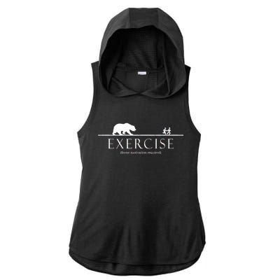 Exercise Some Motivation Required Running from Bear Ladies PosiCharge Tri-Blend Wicking Draft Hoodie Tank