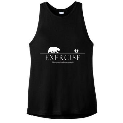 Exercise Some Motivation Required Running from Bear Ladies PosiCharge Tri-Blend Wicking Tank