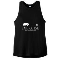 Exercise Some Motivation Required Running from Bear Ladies PosiCharge Tri-Blend Wicking Tank