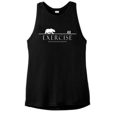 Exercise Some Motivation Required Running from Bear Ladies PosiCharge Tri-Blend Wicking Tank