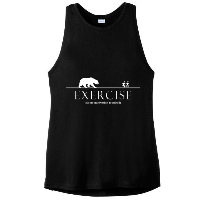 Exercise Some Motivation Required Running from Bear Ladies PosiCharge Tri-Blend Wicking Tank