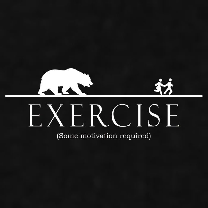 Exercise Some Motivation Required Running from Bear Ladies PosiCharge Tri-Blend Wicking Tank