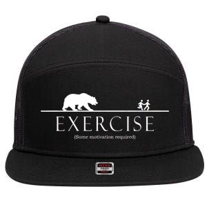 Exercise Some Motivation Required Running from Bear 7 Panel Mesh Trucker Snapback Hat