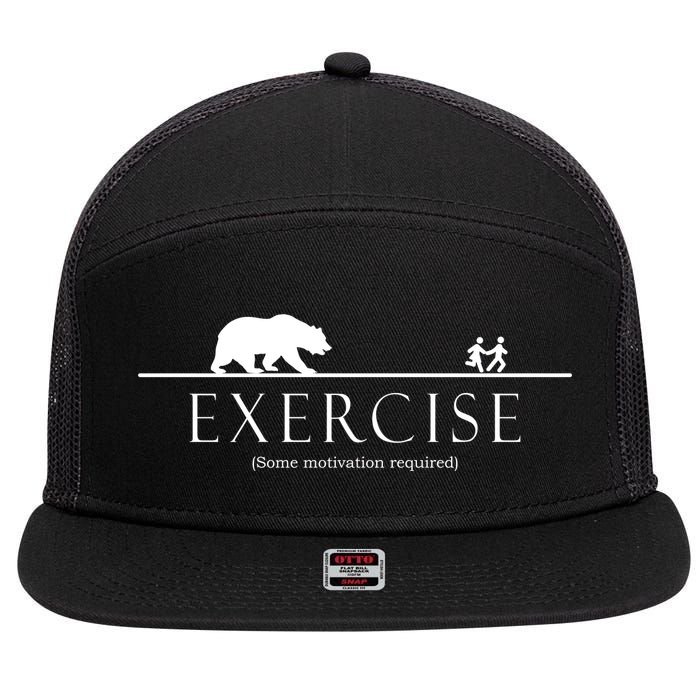Exercise Some Motivation Required Running from Bear 7 Panel Mesh Trucker Snapback Hat