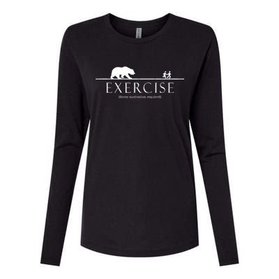 Exercise Some Motivation Required Running from Bear Womens Cotton Relaxed Long Sleeve T-Shirt