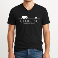Exercise Some Motivation Required Running from Bear V-Neck T-Shirt