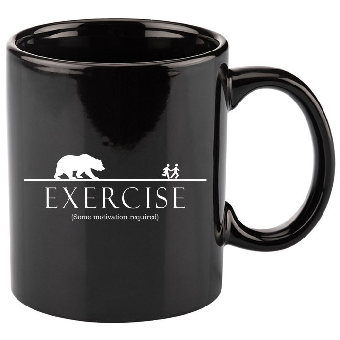 Exercise Some Motivation Required Running from Bear 11oz C Handle Ceramic Mug
