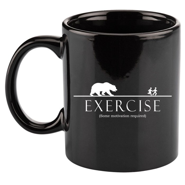 Exercise Some Motivation Required Running from Bear 11oz C Handle Ceramic Mug
