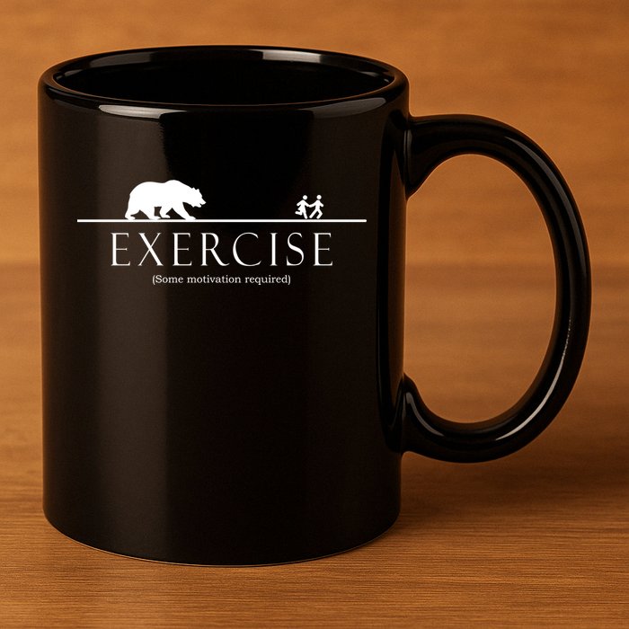 Exercise Some Motivation Required Running from Bear 11oz C Handle Ceramic Mug