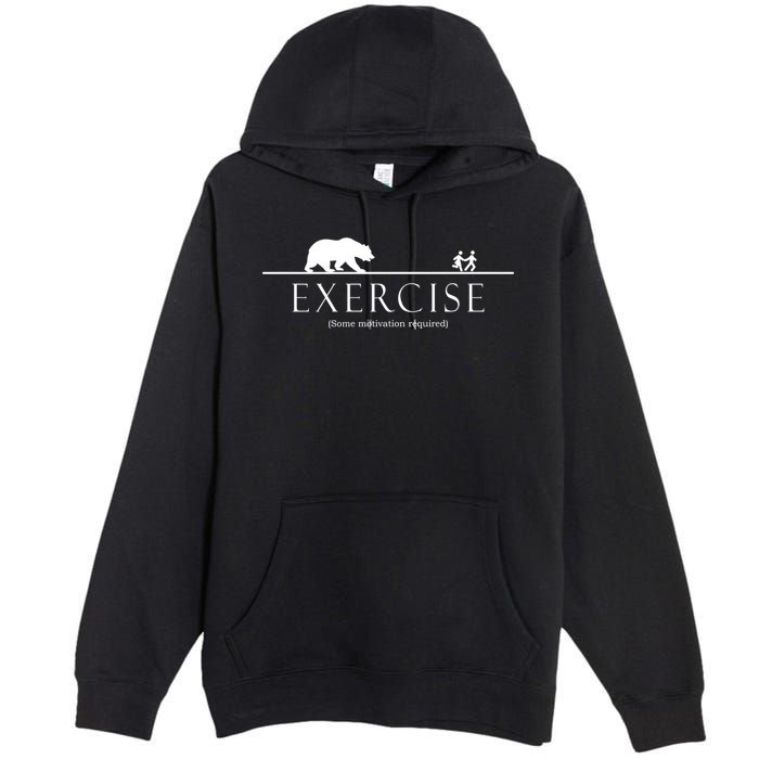 Exercise Some Motivation Required Running from Bear Premium Pullover Hoodie